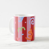 Rosa und rot gestreift, mit Konfettidesign Kaffeetasse (Vorderseite Links)