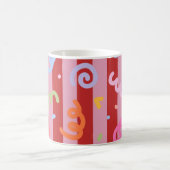 Rosa und rot gestreift, mit Konfettidesign Kaffeetasse (Mittel)