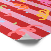 Rosa und rot gestreift, mit Konfettidesign Poster (Ecke)