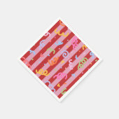 Rosa und rot gestreift, mit Konfettidesign Serviette (Ecke)