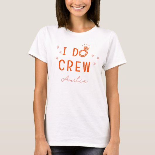 Rosa und Rot Ich mache Crew Sketch Junggeselinnen- T-Shirt (Vorderseite)