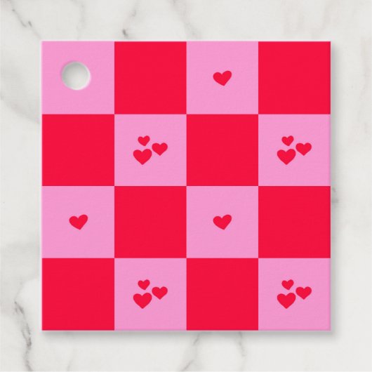 Rosa und rot im Herzen Geschenkanhänger (Vorderseite)