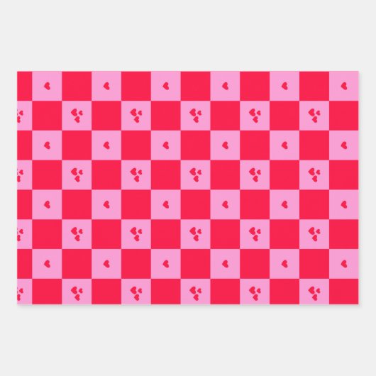 Rosa und rot im Herzen Geschenkpapier Set (Vorderseite 2)