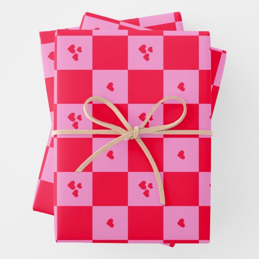 Rosa und rot im Herzen Geschenkpapier Set (Beispiel)