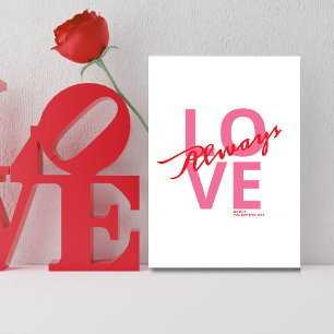 Rosa und rot Immer Liebe glücklich Valentinstag Feiertagskarte