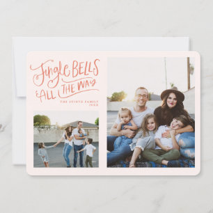 Rosa und Rot-Jingle-Bells-Urlaubskarte Einladung