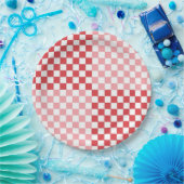 Rosa und rot kariert 9" Platte Pappteller (Party)