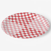 Rosa und rot kariert 9" Platte Pappteller (Schrägansicht)