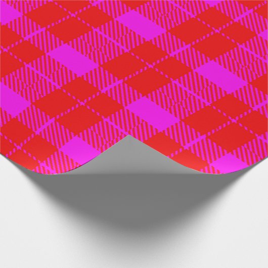 Rosa und Rot Kariert Geschenkpapier (Ecke)