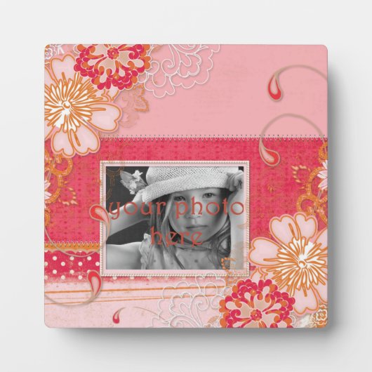 Rosa und Rot Kleines Foto Plaque mit Easel Fotoplatte (Vorderseite)