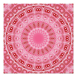 Rosa und Rot Mandala Kaleidoskop Medallion Blume Poster