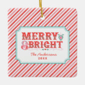 Rosa und Rot | Merry & Bright Keramikornament (Vorderseite)