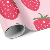 Rosa und Rot mit Erdbeermuster Geschenkpapier (Rolleneckpunkt)