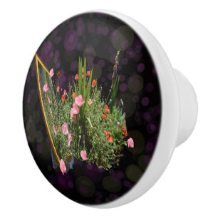Rosa und Rot-Mohnblume Keramikknauf