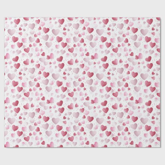 Rosa und Rot Romantischer Glitzer Hörpapier Geschenkpapier (Flach)