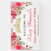 Rosa und rot Sommer Blume Geburtstag Banner (Vertikal)