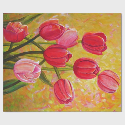 Rosa und Rot-Tulip-Anordnung Geschenkpapier (Flach)