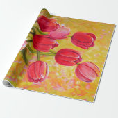 Rosa und Rot-Tulip-Anordnung Geschenkpapier (Ungerollt)