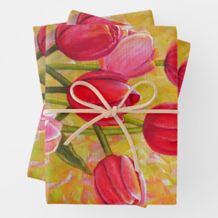 Rosa und Rot-Tulip-Anordnung Geschenkpapier Set