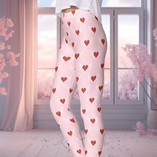 Rosa und Rot-Valentinstag-Flügeldrachenmuster Leggings