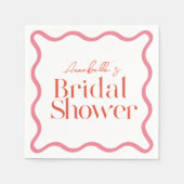 Rosa und Rot-Wavy-Frame-Trendy-Brautparty Serviette (Vorderseite)