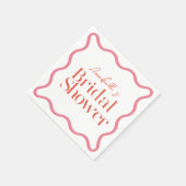 Rosa und Rot-Wavy-Frame-Trendy-Brautparty Serviette (Ecke)