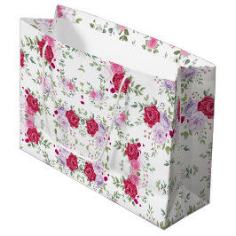 Rosa und rote Aquarellfarben Blume Vintag Große Geschenktüte