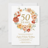 Rosa und Rote Blume 50 Jahre alt Einladung (Vorderseite)