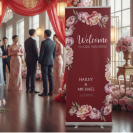 Rosa und Rote Blume Ausziehbarer Banner