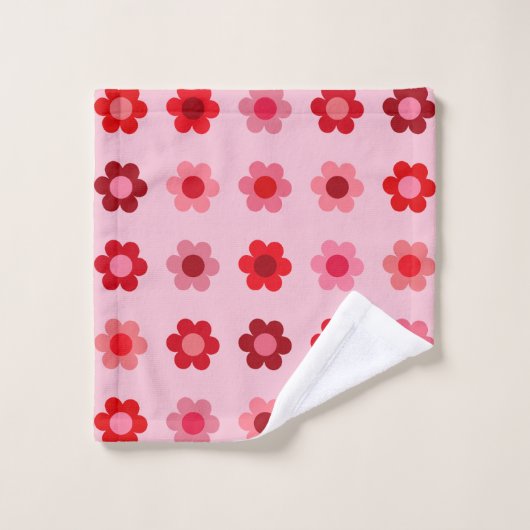Rosa und rote Blume Badhandtuch Set (Waschlappen)