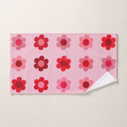 Rosa und rote Blume Badhandtuch Set (Handtuch)