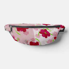 Rosa und rote Blume - Blumen Bauchtasche