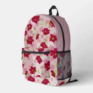 Rosa und rote Blume - Blumen Bedruckter Rucksack