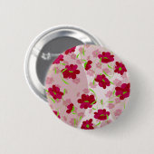 Rosa und rote Blume - Blumen Button (Vorne & Hinten)