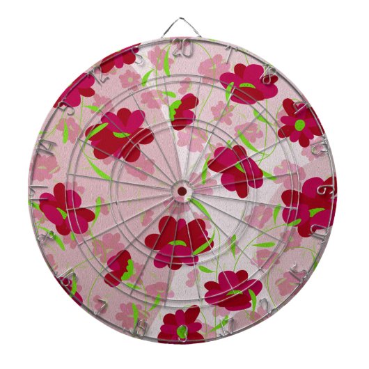 Rosa und rote Blume - Blumen Dartscheibe (vorne)