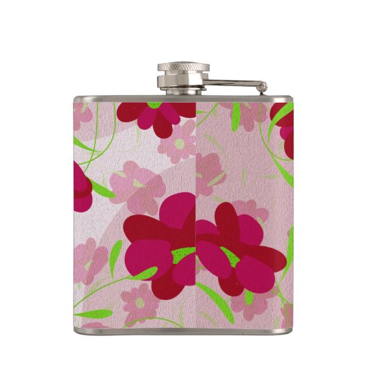 Rosa und rote Blume - Blumen Flachmann (Rückseite)