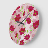 Rosa und rote Blume - Blumen Große Wanduhr (Winkel)