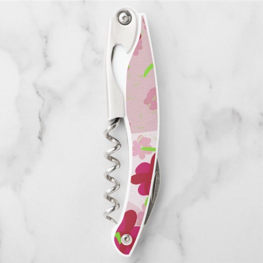 Rosa und rote Blume - Blumen Kellnermesser (Vorderseite)