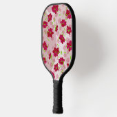 Rosa und rote Blume - Blumen Pickleball Schläger (Links)