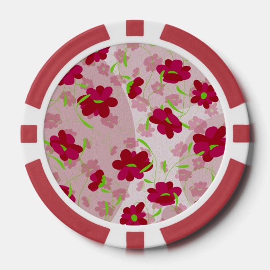 Rosa und rote Blume - Blumen Pokerchips (Vorderseite)