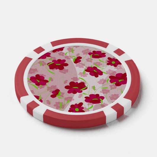 Rosa und rote Blume - Blumen Pokerchips (Einzeln)