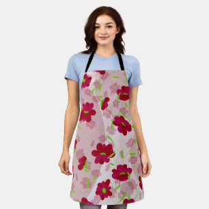 Rosa und rote Blume - Blumen Schürze