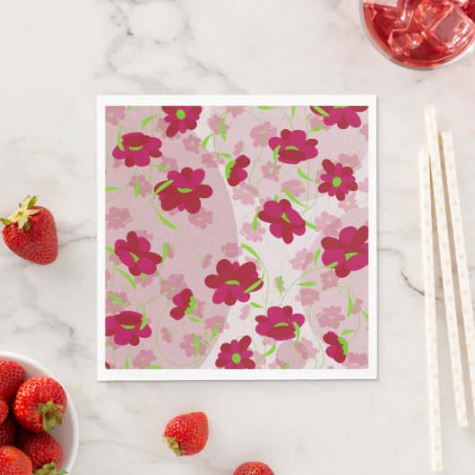 Rosa und rote Blume - Blumen Serviette (Beispiel)