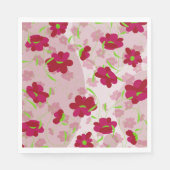 Rosa und rote Blume - Blumen Serviette (Vorderseite)