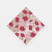 Rosa und rote Blume - Blumen Serviette (Ecke)