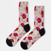 Rosa und rote Blume - Blumen Socken (Linkes Detail)