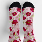 Rosa und rote Blume - Blumen Socken (Oben)