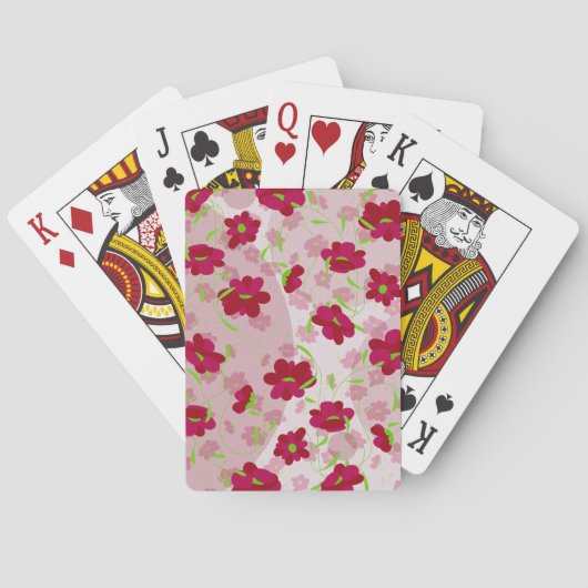 Rosa und rote Blume - Blumen Spielkarten (Rückseite)