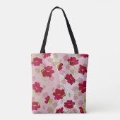 Rosa und rote Blume - Blumen Tasche (Rückseite)