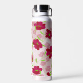 Rosa und rote Blume - Blumen Trinkflasche (Rückseite)